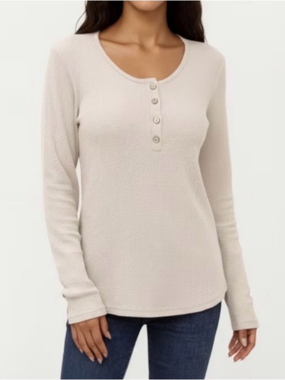 Agnes Orinda Women Plus Size Long Sleeve Button-Front Scoop Neck Top, Size 1X